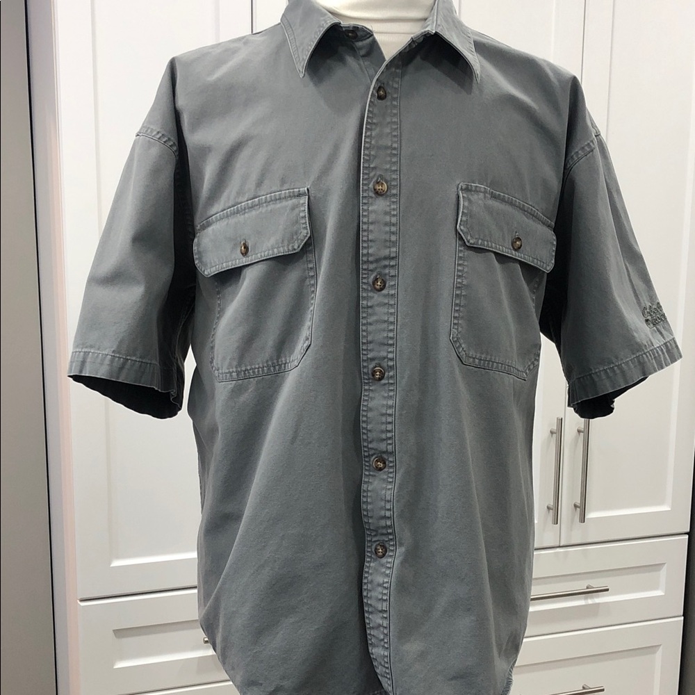 Cabela’s Stonewashed Canvas Button-Down Shirt – Size 2XL – Grey – 100% Cotton